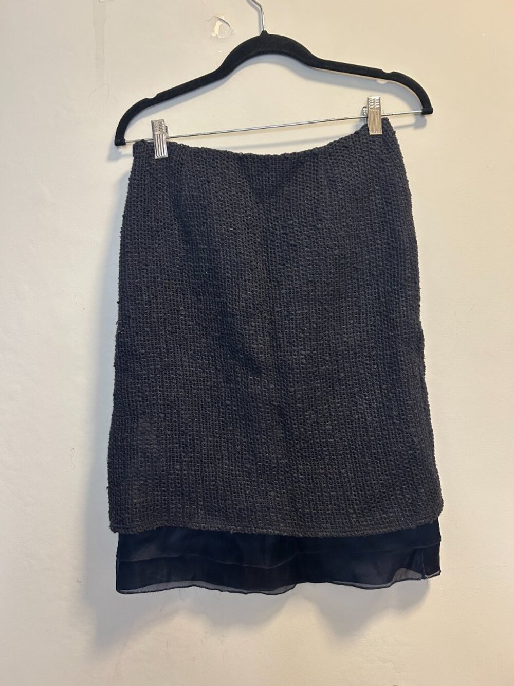 Akris Navy Tiered Skirt Knee-Length Size 6